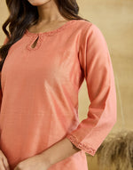 Pink Cotton Silk Short Kurta