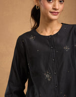 Black Cotton Silk Hand Embroidered Tunic