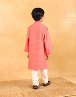 Pink Cotton Silk Blend Long Kurta