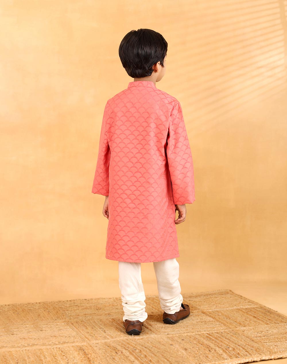 Pink Cotton Silk Blend Long Kurta