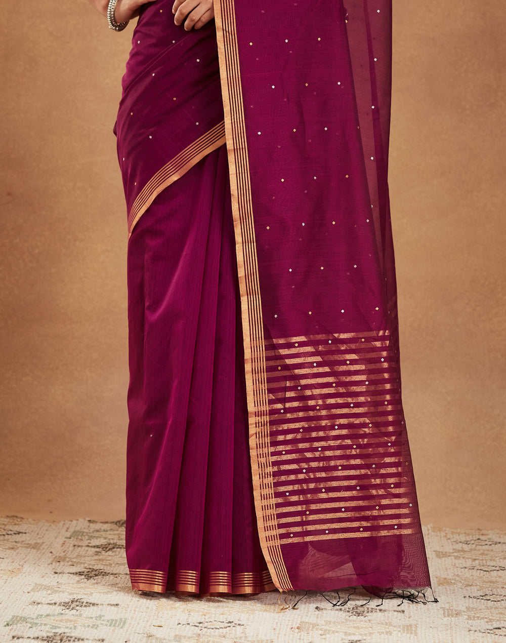 Purple Cotton Silk Blend Chanderi Sari