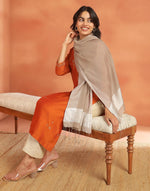 Beige Cotton Silk Blend Hand Woven Stole