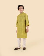 Green Viscose Blend Hand Block Printed Long Kurta