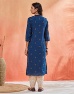 Teal Cotton Slim Fit Long Kurta