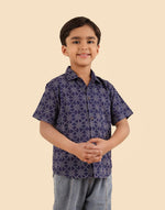 Blue Cotton Hand Block Printed Shirt