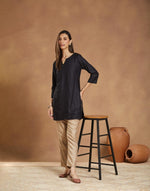 Black Viscose Silk Short Kurta