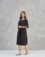 Black Viscose Silk Slim Fit Long Kurta