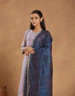 Blue Silk Blend Hand Woven Dupatta