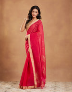 Magenta Cotton Silk Blend Chanderi Sari