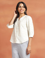 White Cotton Ikat Top