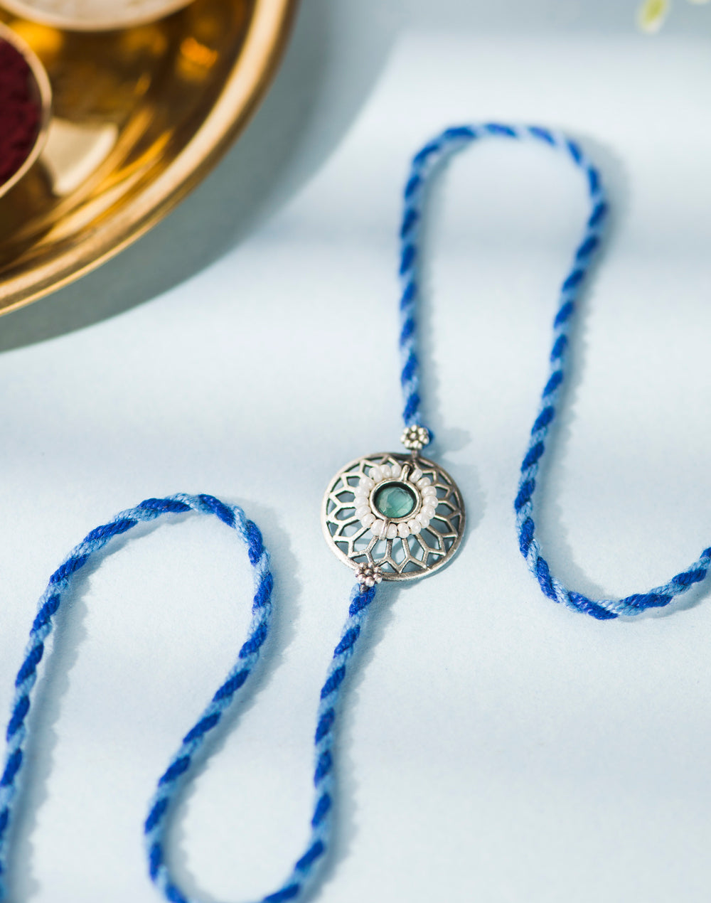 Multi Metal Floral Oxidised Rakhi