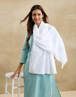 White Cotton Chikankari Stole