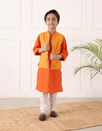Orange Cotton Hand Block Printed 2pc Kurta Set