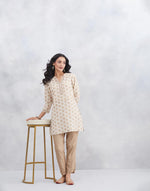 Natural Cotton Silk Printed Slim Fit Short Kurta