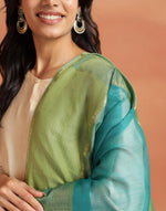 Turquoise Cotton Silk Blend Maheshwari Dupatta