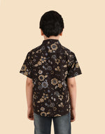 Black Cotton Dabu Printed Shirt