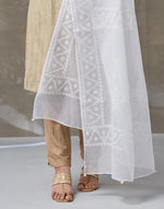 White Cotton Silk Blend Chikankari Dupatta