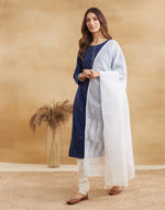 White Cotton Silk Chikankari Dupatta