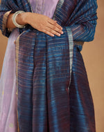 Blue Silk Blend Hand Woven Dupatta