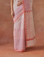 Pink Cotton Silk Hand Block Printed Sari
