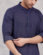 Navy Cotton Long Kurta