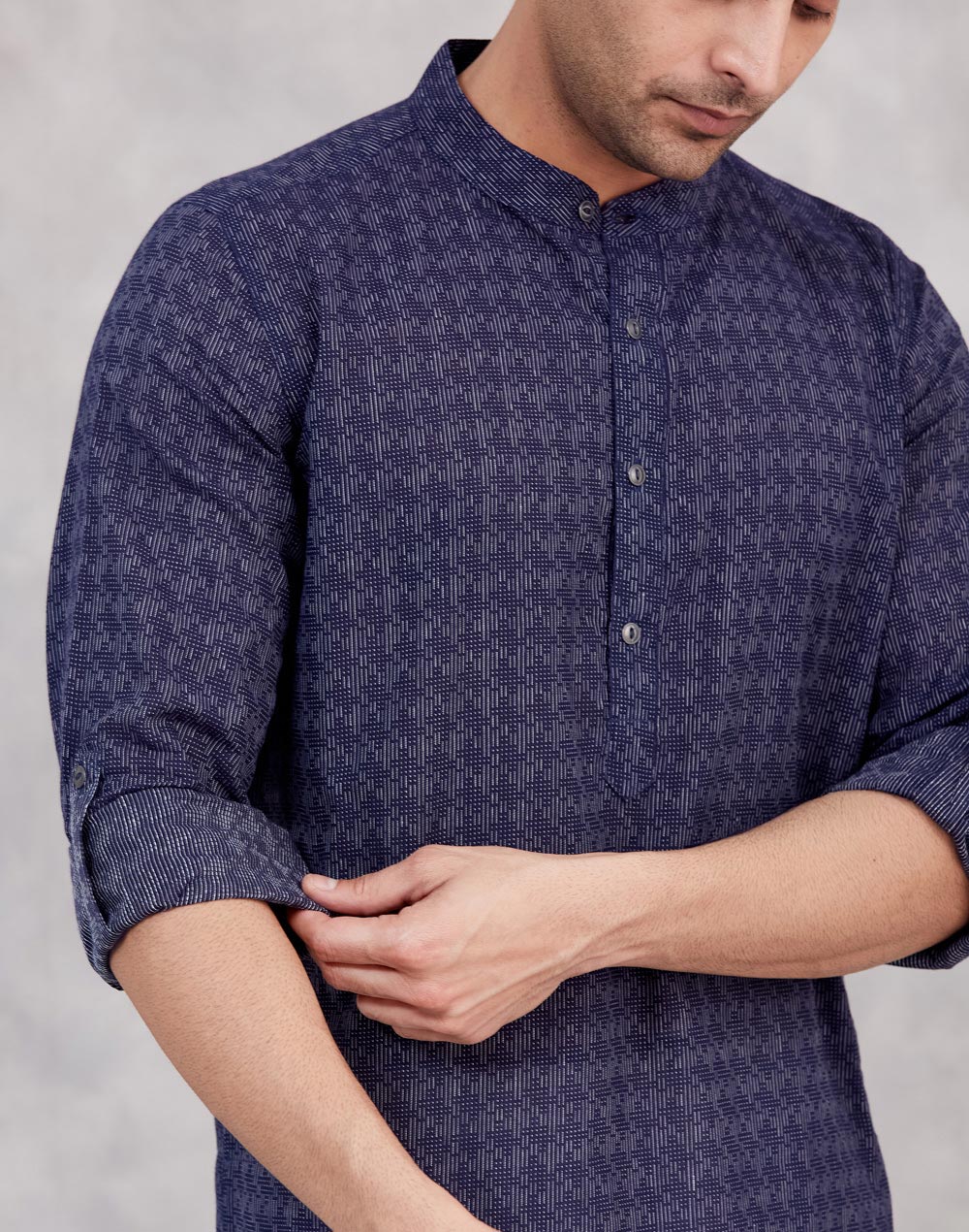 Navy Cotton Long Kurta