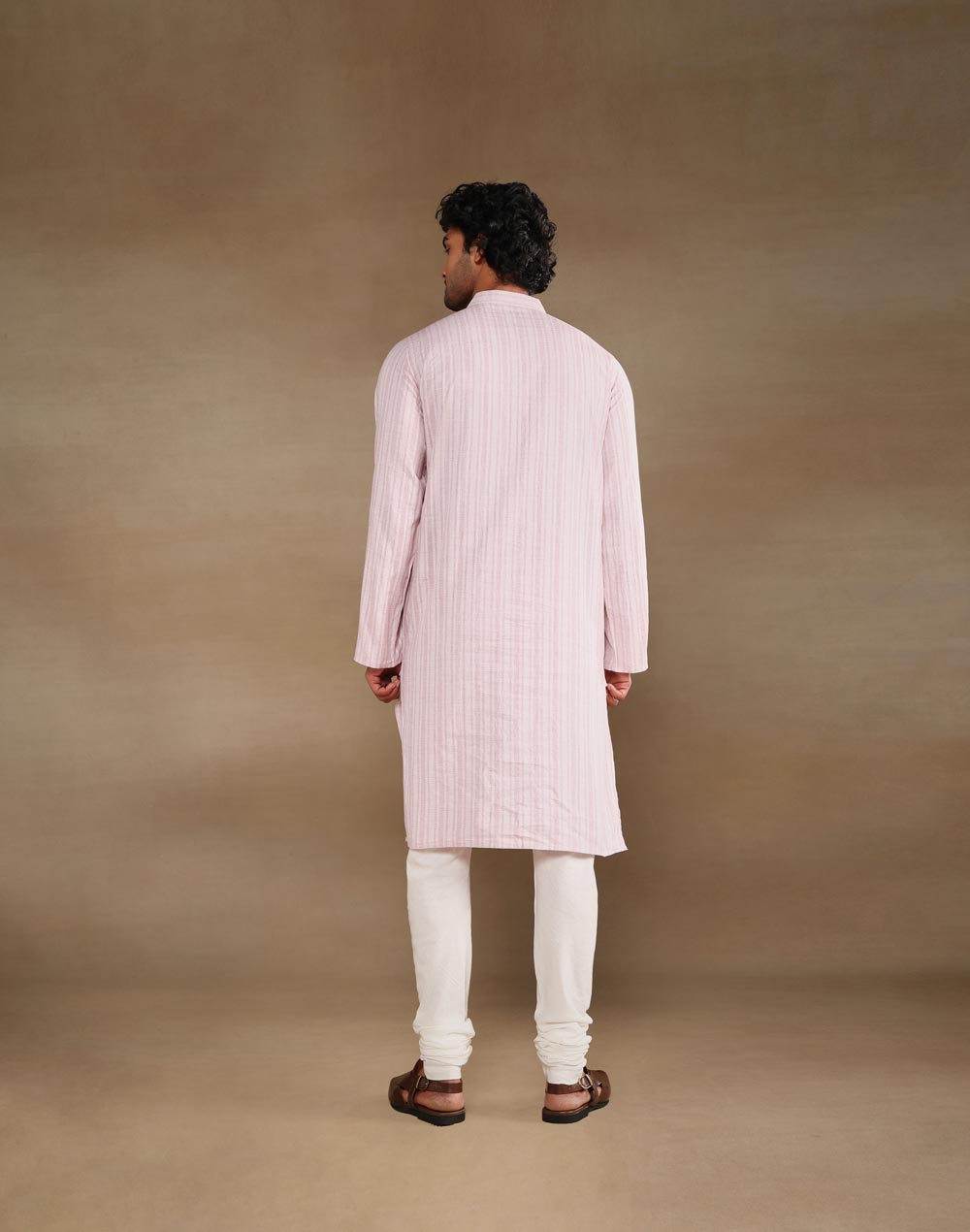 Pink Cotton Chikankari Slim Fit Kalaa Kunj Long Kurta
