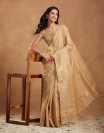 Gold Cotton Blend Maheshwari Sari