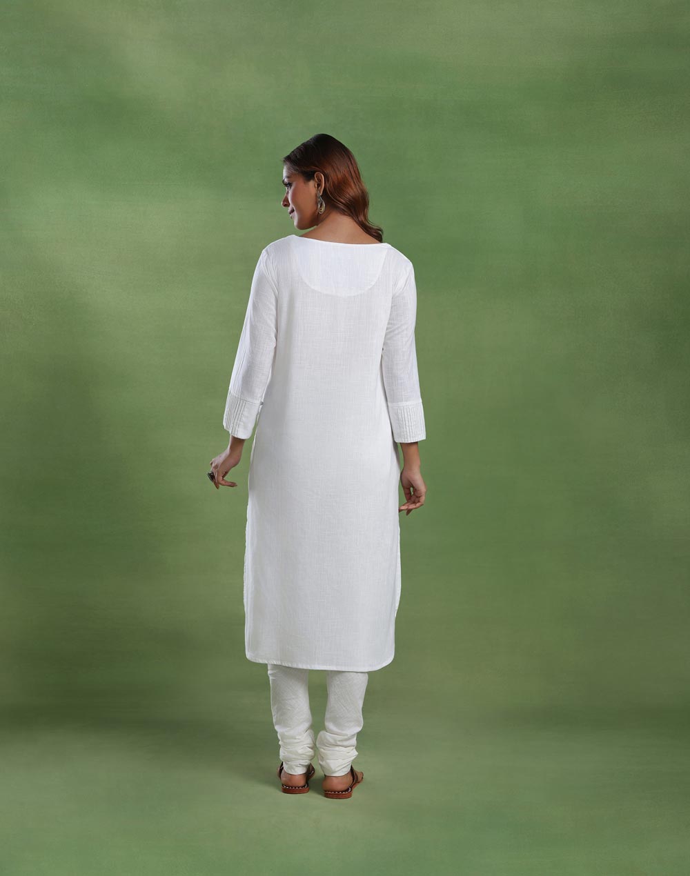 White Cotton Long Kurta