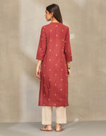 Maroon Cotton Slim Fit Long Kurta