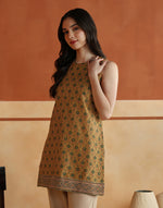 Mustard Cotton Silk Hand Block Printed Slim Fit Short Kurta
