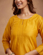 Mustard Cotton Silk Long Kurta