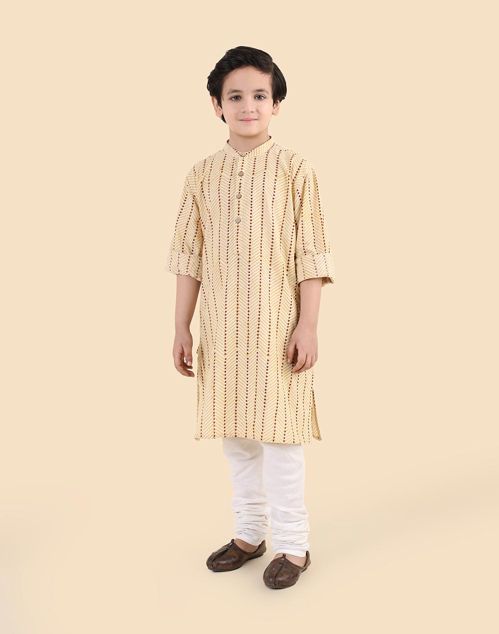 Yellow Cotton Hand Block Printed Long Kurta