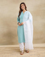 White Cotton Silk Blend Chikankari Dupatta