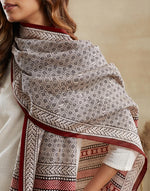 Black Cotton Silk Bagh Printed Stole
