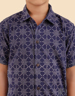 Blue Cotton Hand Block Printed Shirt