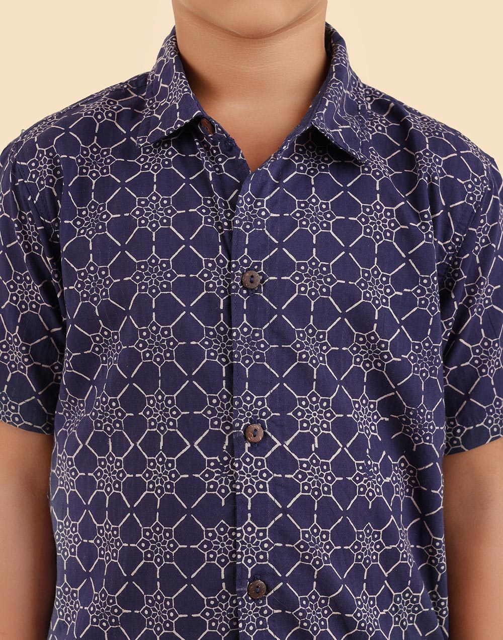 Blue Cotton Hand Block Printed Shirt