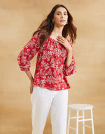 Red Cotton Hand Block Printed Top