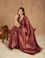 Wine Viscose Silk Blend Sari
