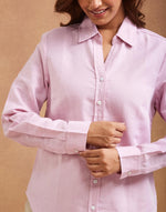 Purple Cotton Linen Slim Fit Shirt