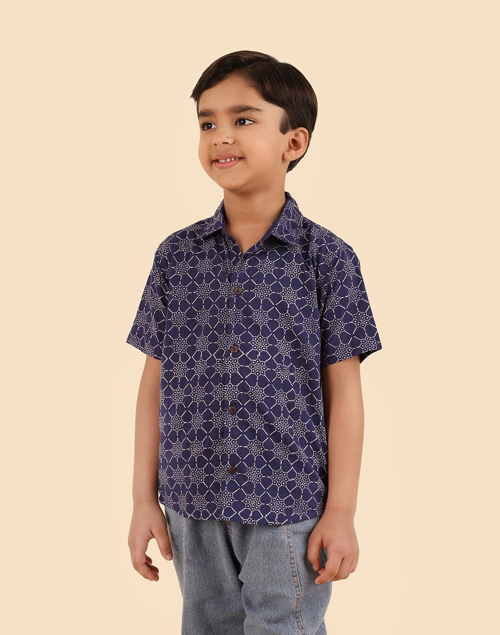 Blue Cotton Hand Block Printed Shirt