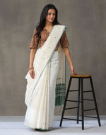 Sage Cotton Silk Blend Woven Wonders Jamdani Sari