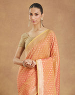 Orange Viscose Blend Banarsi Sari