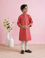 Pink Viscose Blend Hand Block Printed Long Kurta