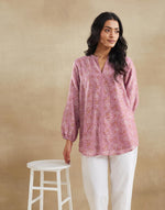 Pink Cotton Silk Hand Block Printed Clara Tunic