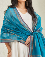 Turquoise Cotton Silk Blend Maheshwari Dupatta