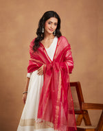 Pink Cotton Silk Blend Maheshwari Dupatta