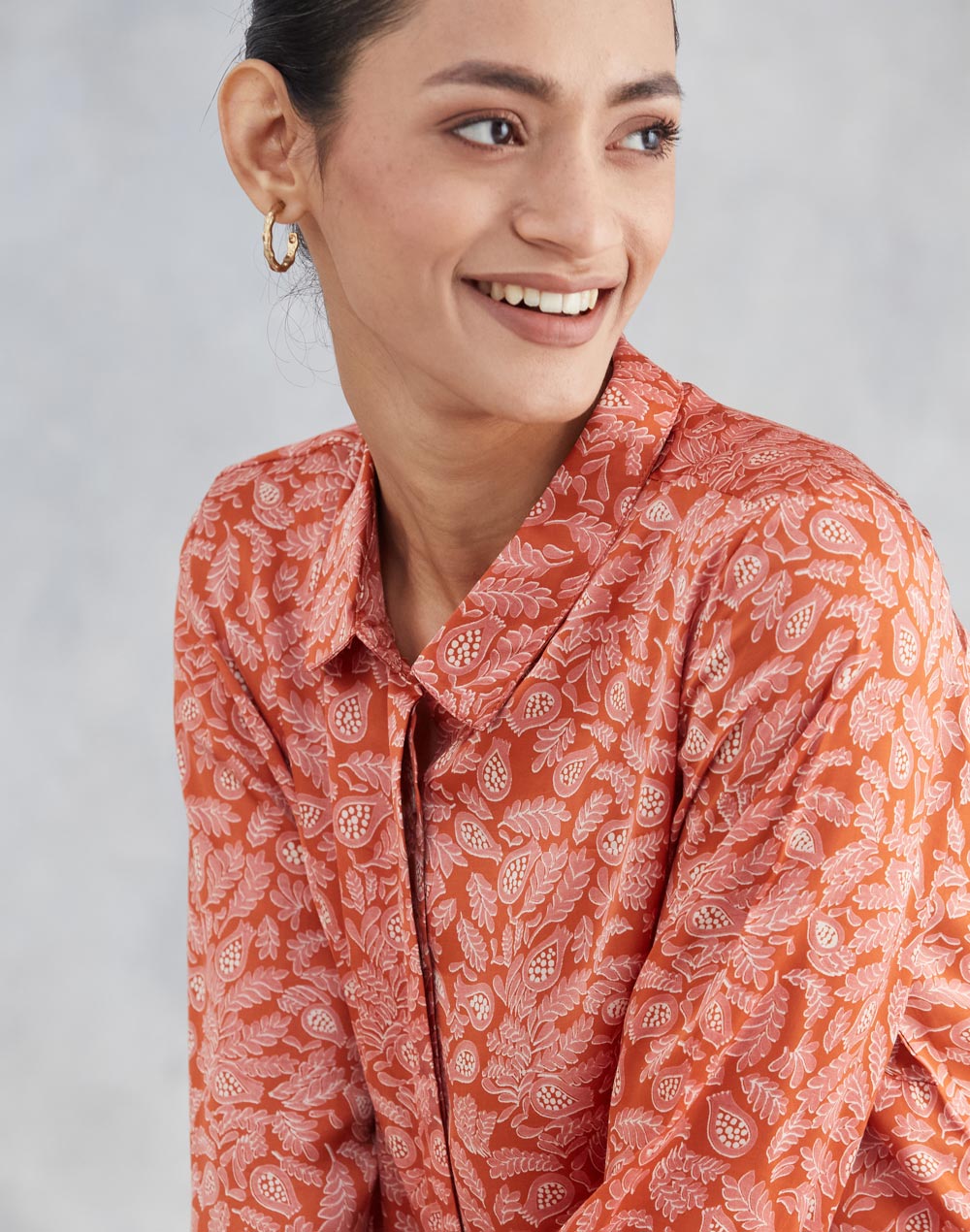 Orange Rayon Blend Allure Shirt