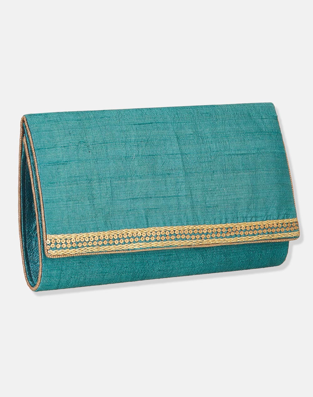 Green Hand Embroidered Clutch