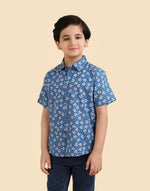 Blue Cotton Printed Shirt